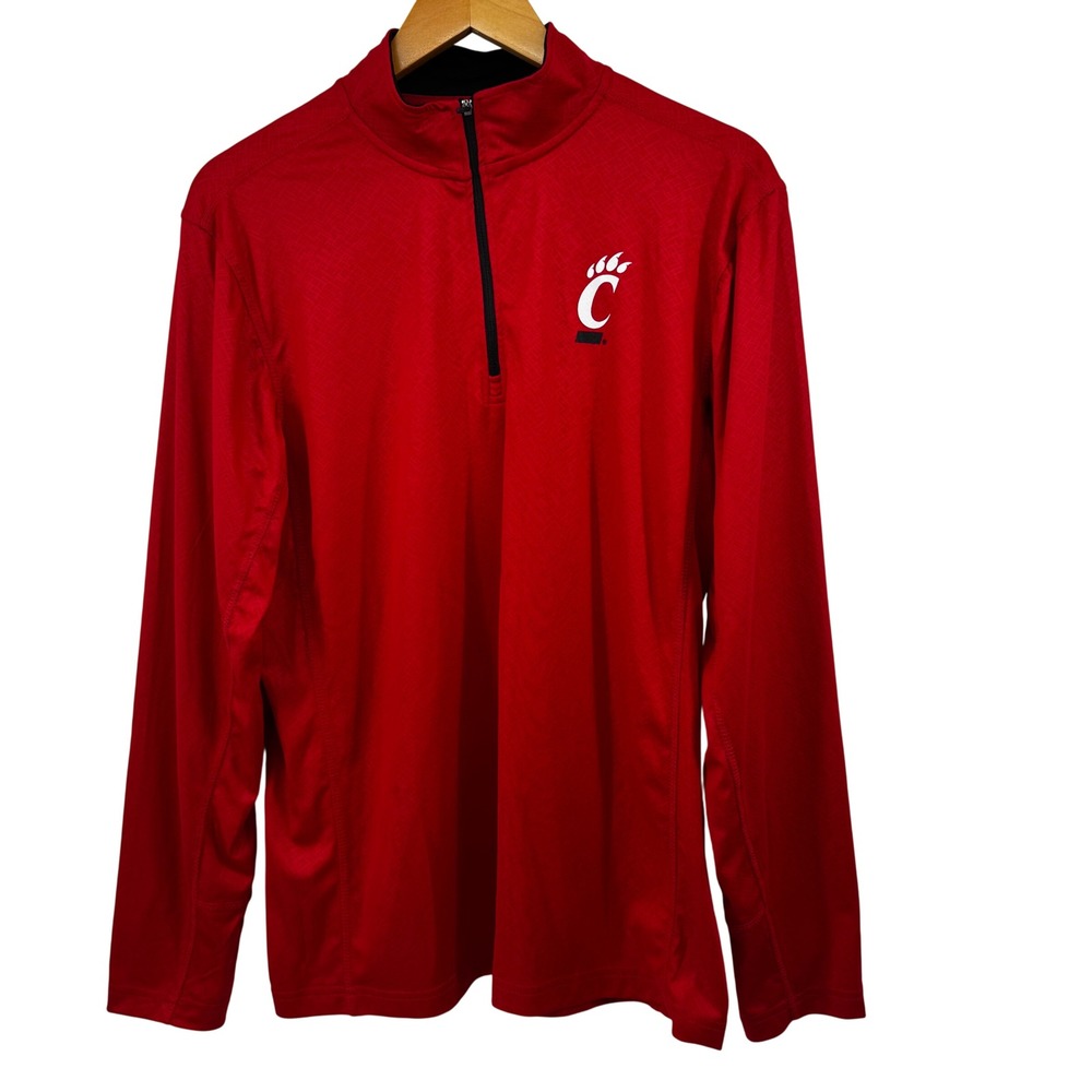 Cincinnati Bearcats Mens Large Red Omni-Wick Shotgun 1/4 Zip Pullover Logo‎